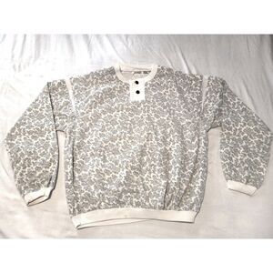Vtg Mens Street Scenes Paisley Henley Long Sleeve Shirt SIZE LARGE 1980s 1990s